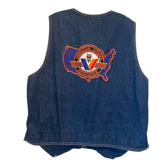 Vintage Vest Men's Motorcycle Biker Denim American Voyager Association USA 2XL - Picture 1 of 7